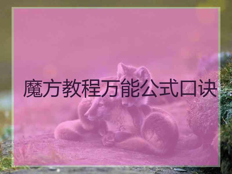 魔方教程万能公式口诀