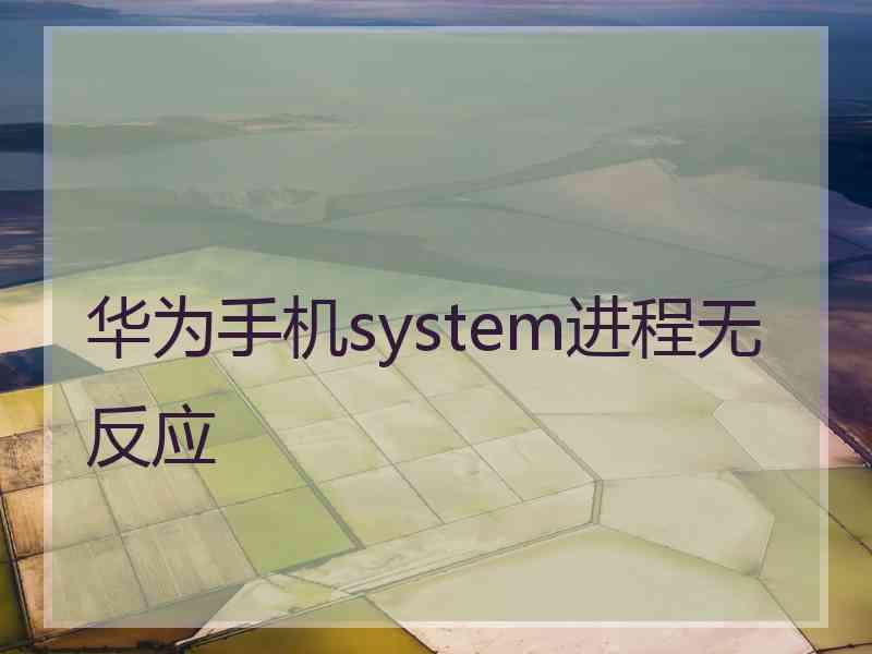 华为手机system进程无反应