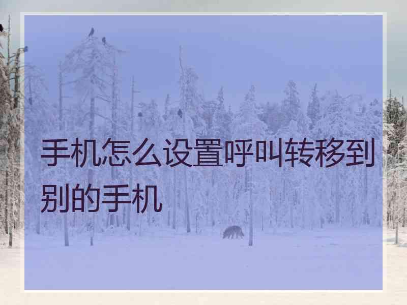 手机怎么设置呼叫转移到别的手机