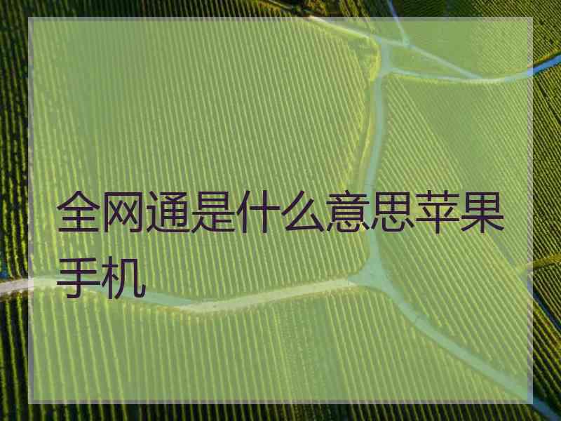 全网通是什么意思苹果手机