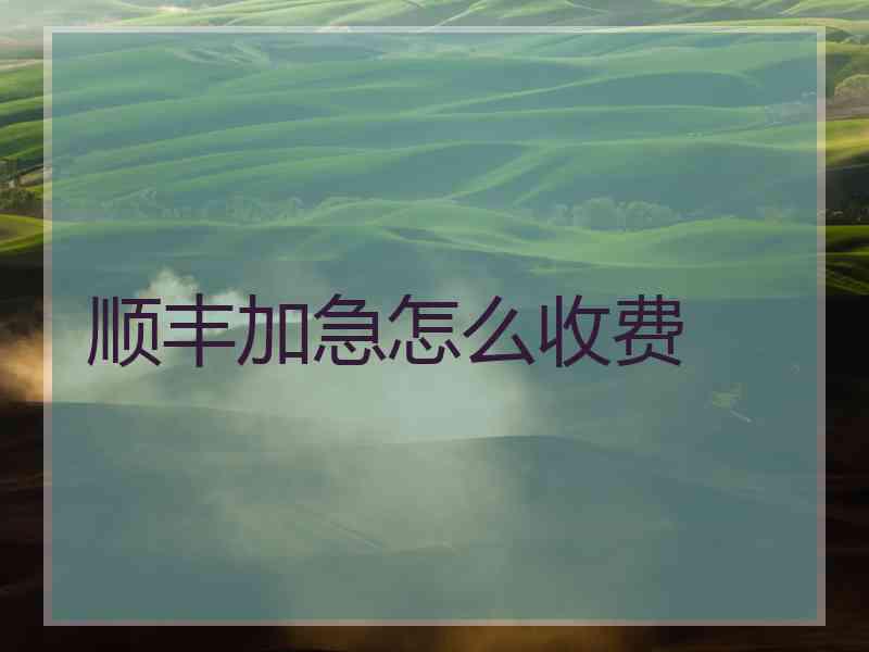 顺丰加急怎么收费