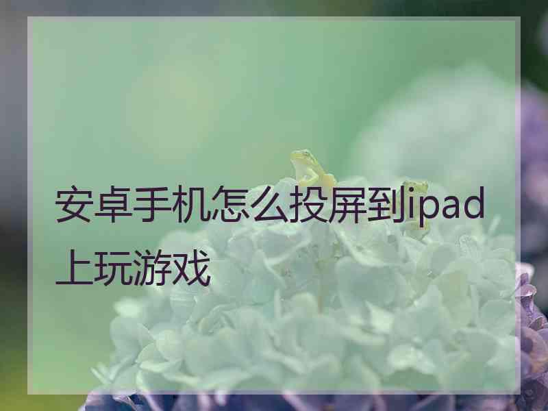 安卓手机怎么投屏到ipad上玩游戏