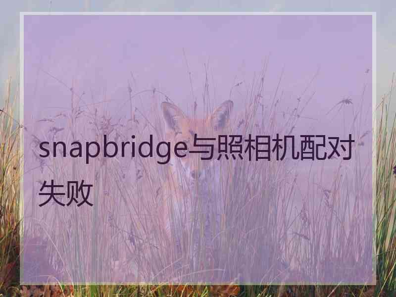 snapbridge与照相机配对失败